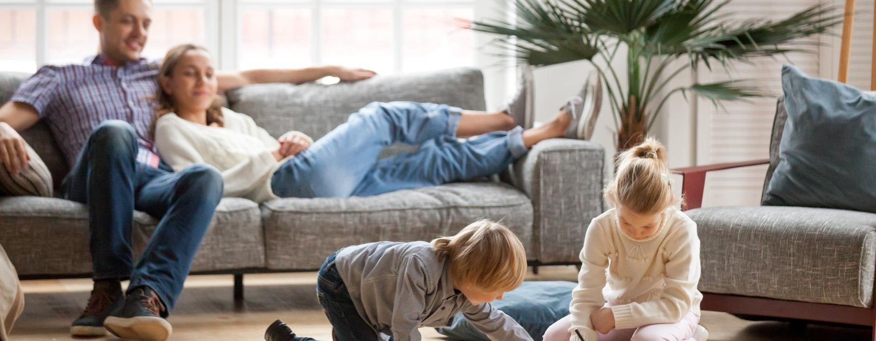 a family hanging out in a living room